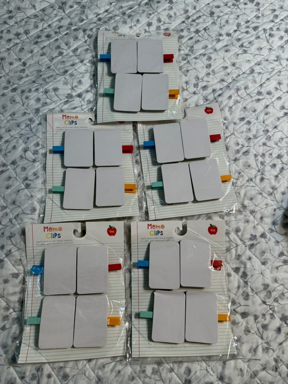 Memo Clips dry erase memory clip Tabs - White with Colorful Tabs
